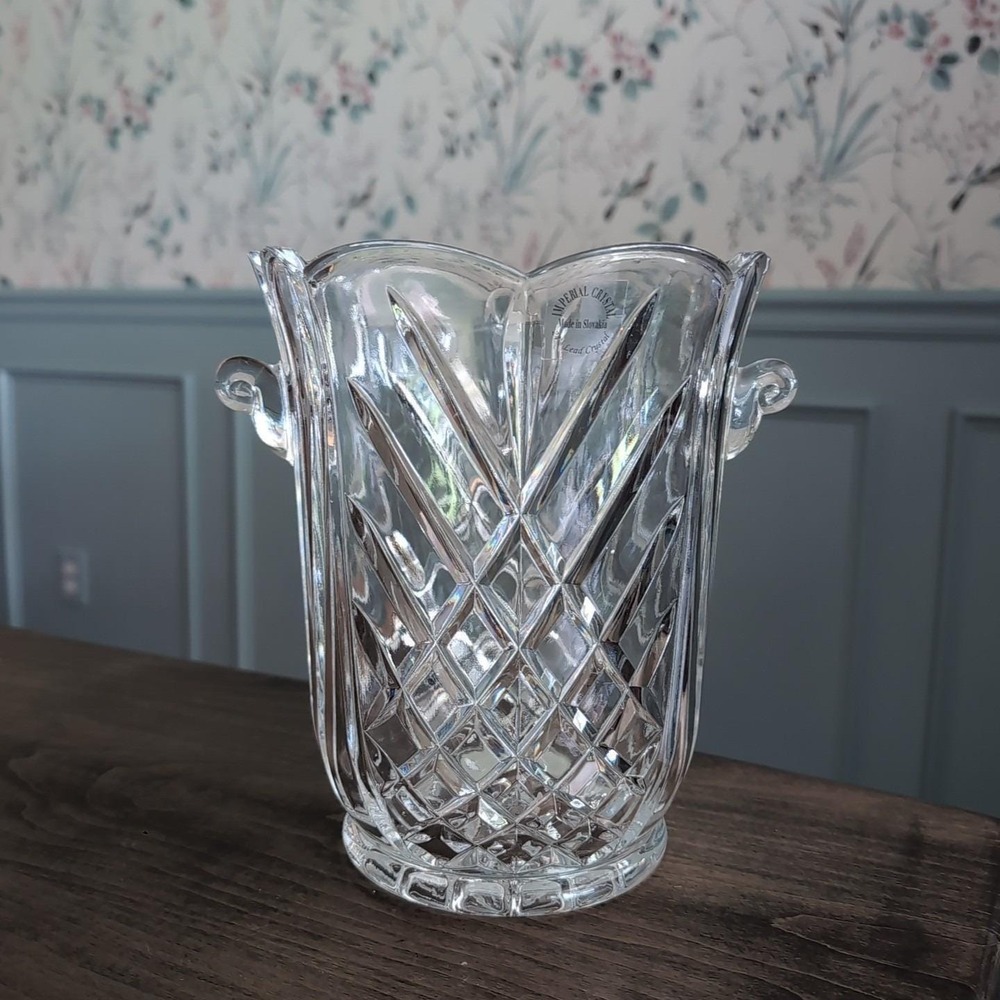 Vintage Towle Imperial Crystal 24% Lead Crystal Wine Chiller Ice Bucket Slovakia